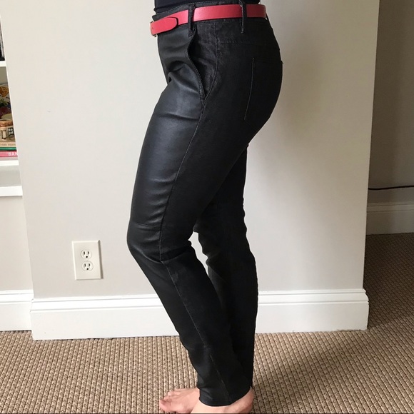 half leather half denim jeans